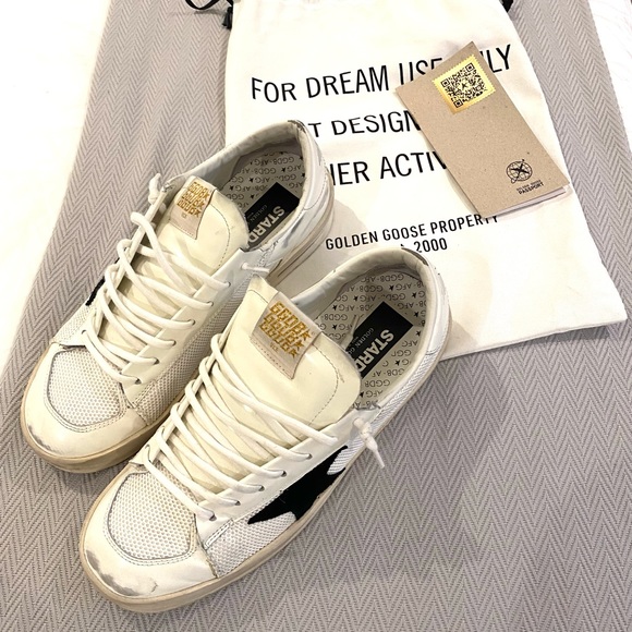 Men’s Golden Goose Stardan in White Mesh with Black Star Size 42 (9 US) - Picture 3 of 15